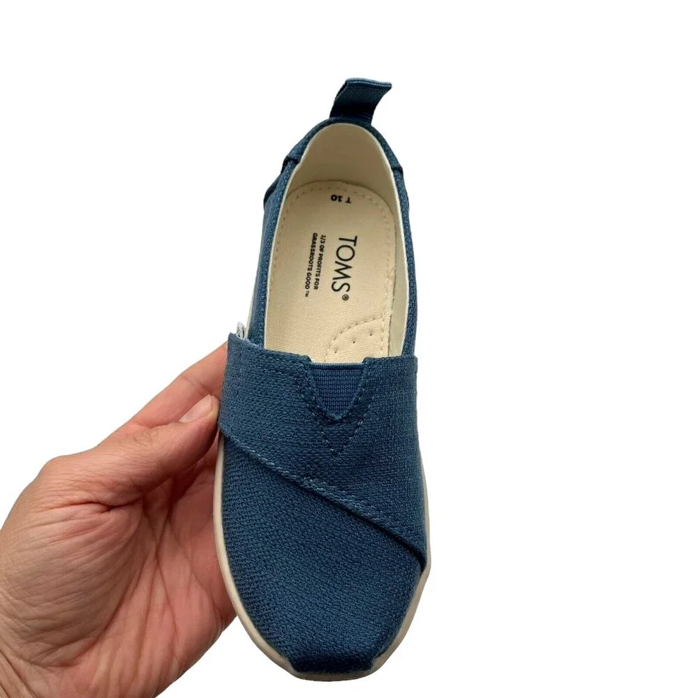 Toms Toddler Girls Alpargata Slip-on Shoes Size 10 Ocean Blue Lightweight& Comfy